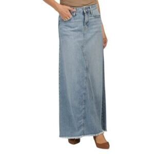 Lucky Brand Light Wash Denim Jean Raw Hem Maxi Skirt | 8/29 | EUC Preppy Boho